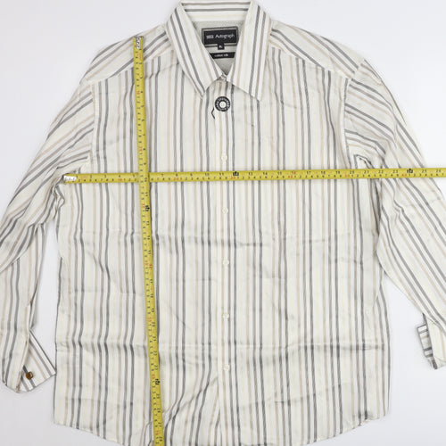 Marks and Spencer Women’s Multicoloured XL Cotton Silk Striped Button-Up Shirt