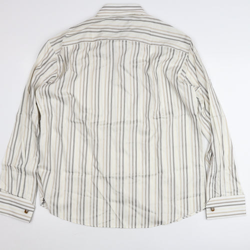Marks and Spencer Women’s Multicoloured XL Cotton Silk Striped Button-Up Shirt