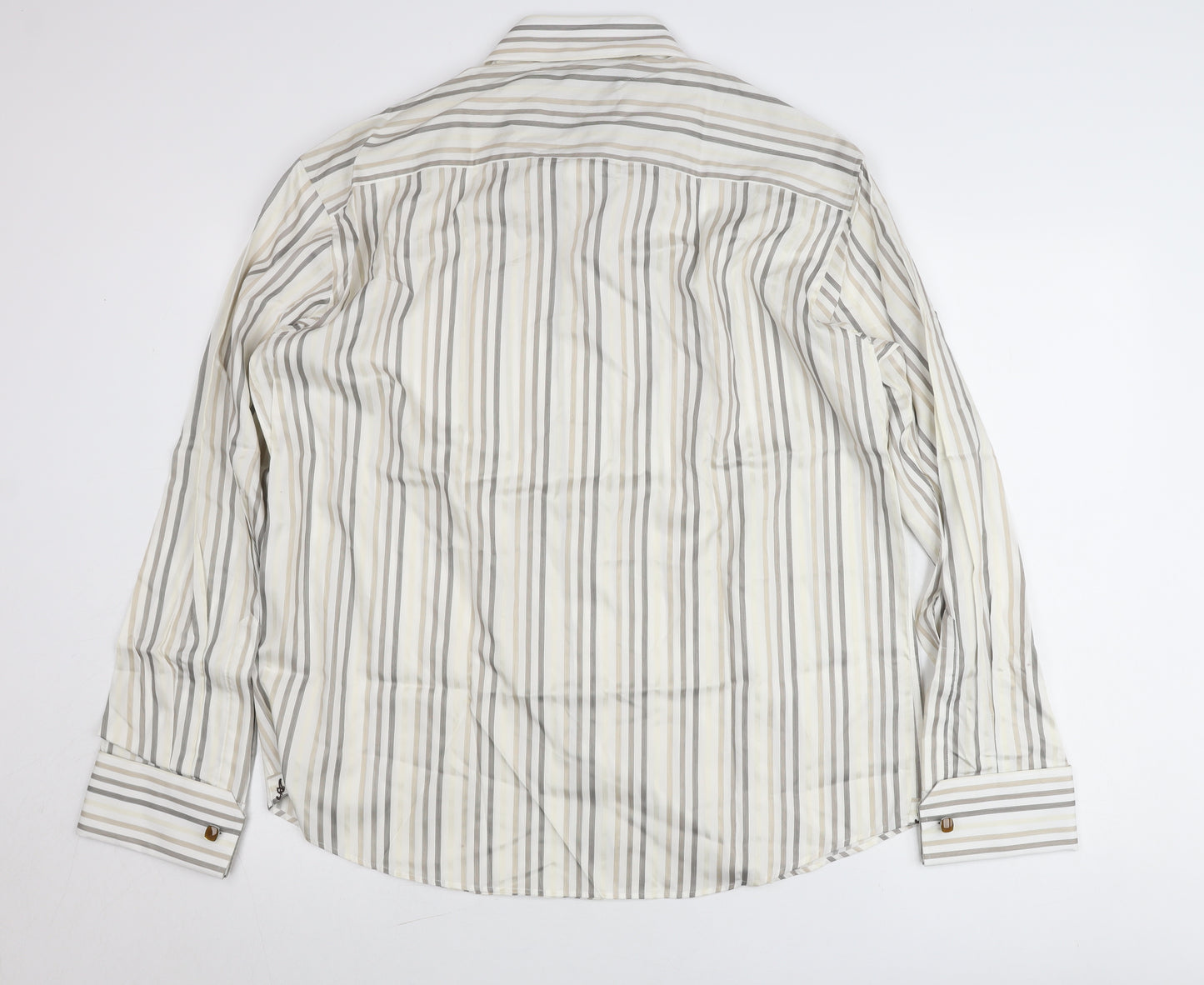 Marks and Spencer Women’s Multicoloured XL Cotton Silk Striped Button-Up Shirt