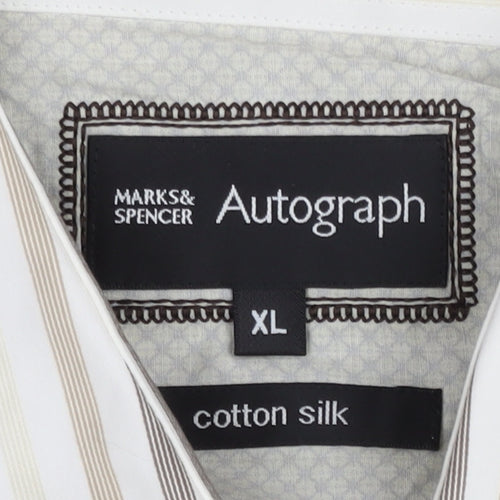 Marks and Spencer Women’s Multicoloured XL Cotton Silk Striped Button-Up Shirt