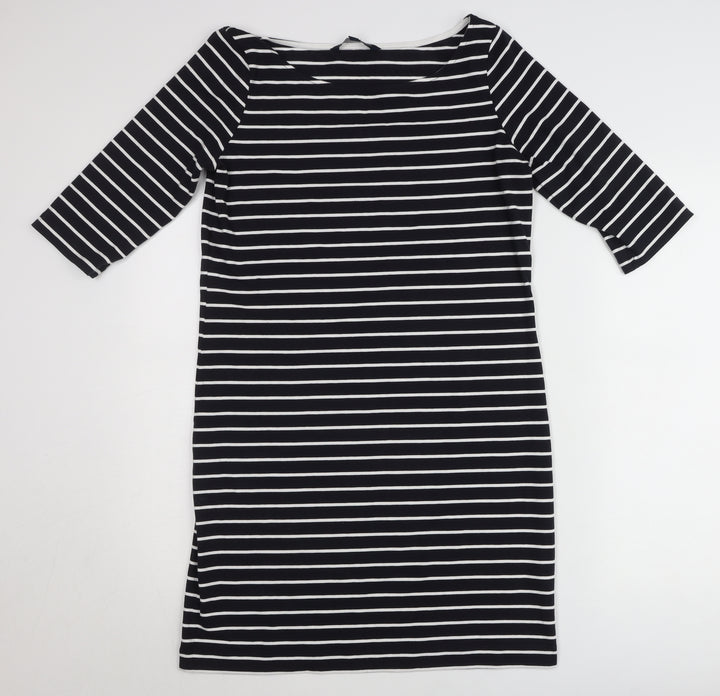 French Connection Women’s Black White Striped Shift Dress Size 14