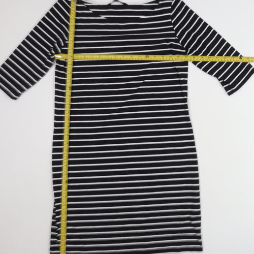 French Connection Women’s Black White Striped Shift Dress Size 14