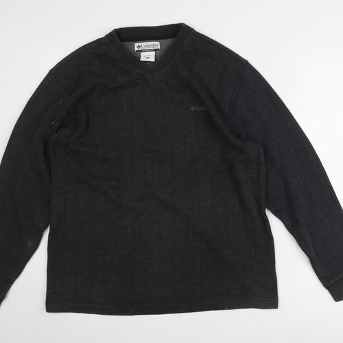 Columbia Men's Black Pullover Jumper M V-Neck Cotton Blend