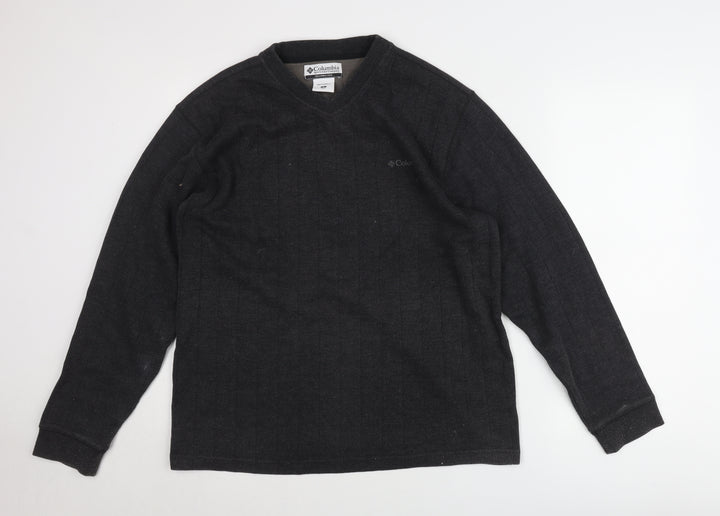 Columbia Men's Black Pullover Jumper M V-Neck Cotton Blend