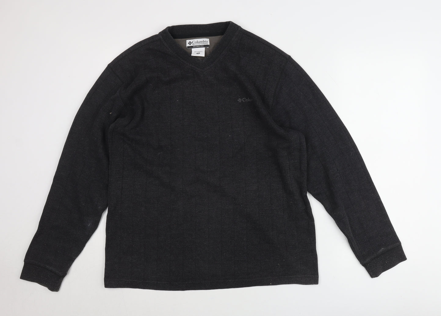 Columbia Men's Black Pullover Jumper M V-Neck Cotton Blend