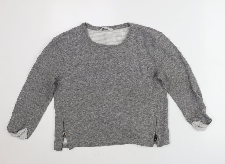Red Herring Women’s Grey Round Neck Pullover Jumper Size 8 Zip Detail
