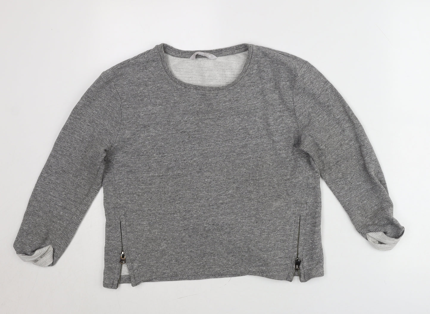 Red Herring Women’s Grey Round Neck Pullover Jumper Size 8 Zip Detail