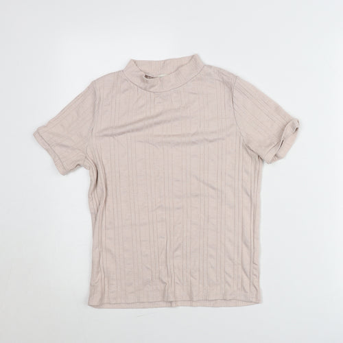 River Island Women’s Beige Mock Neck Knit T-Shirt UK 10