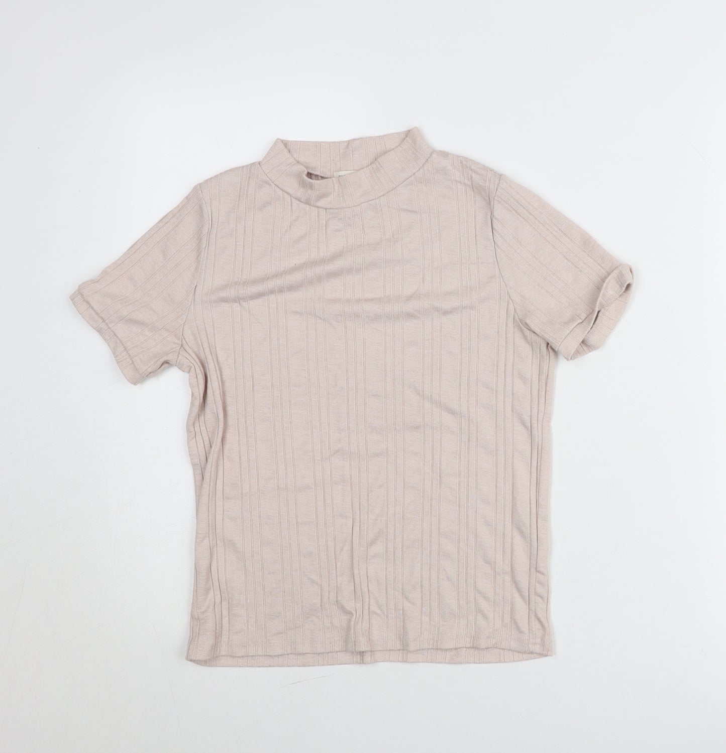 River Island Women’s Beige Mock Neck Knit T-Shirt UK 10