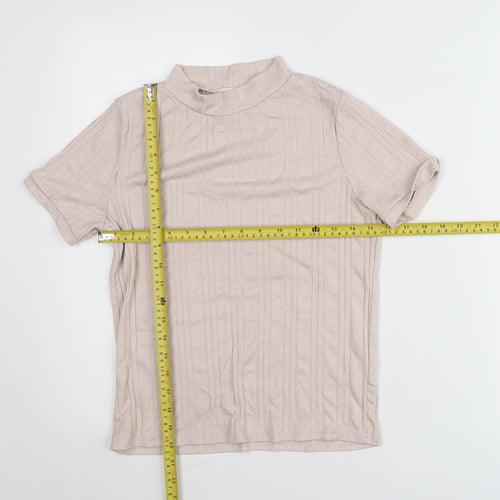 River Island Women’s Beige Mock Neck Knit T-Shirt UK 10