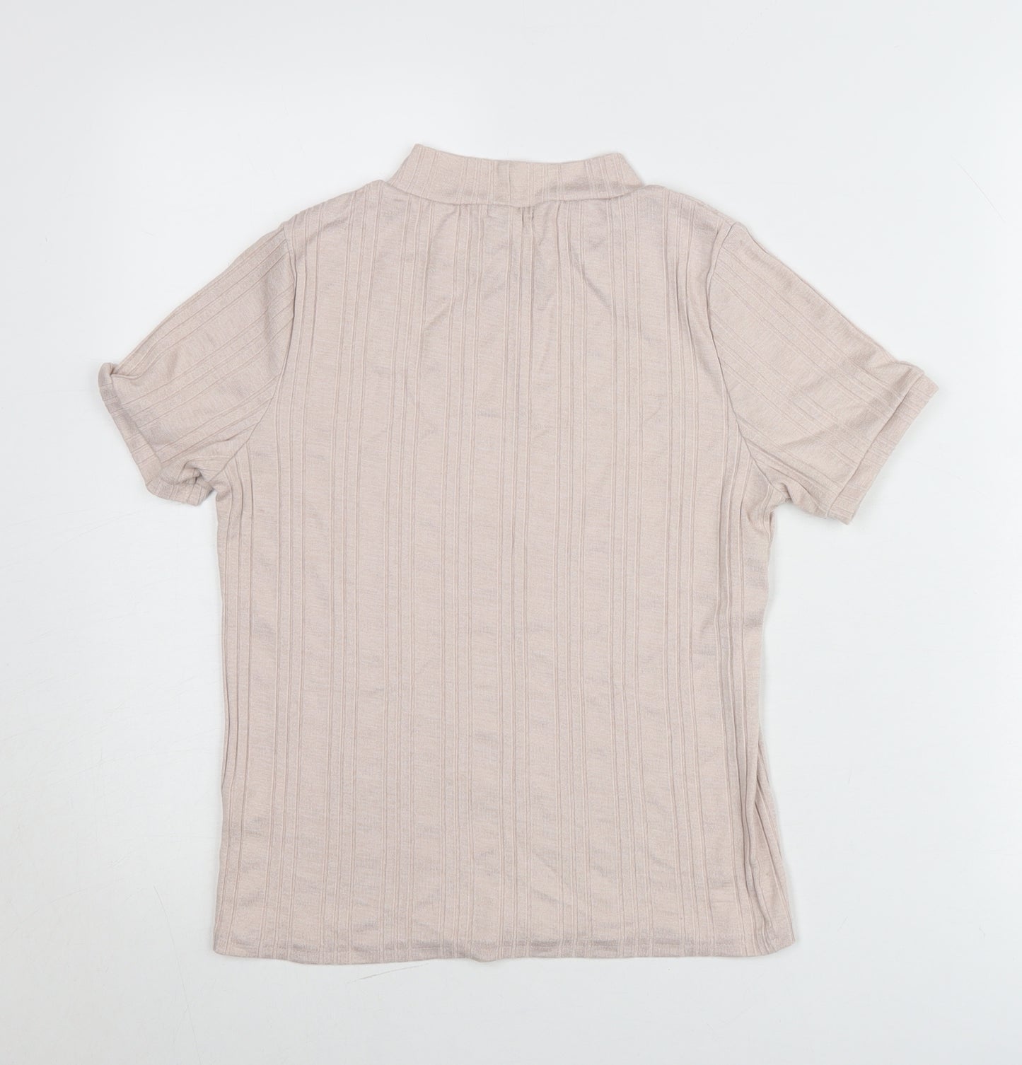 River Island Women’s Beige Mock Neck Knit T-Shirt UK 10