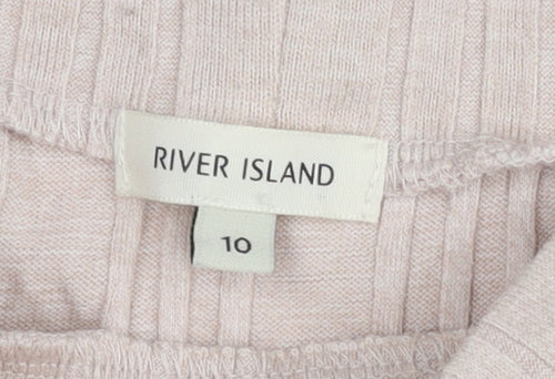 River Island Women’s Beige Mock Neck Knit T-Shirt UK 10
