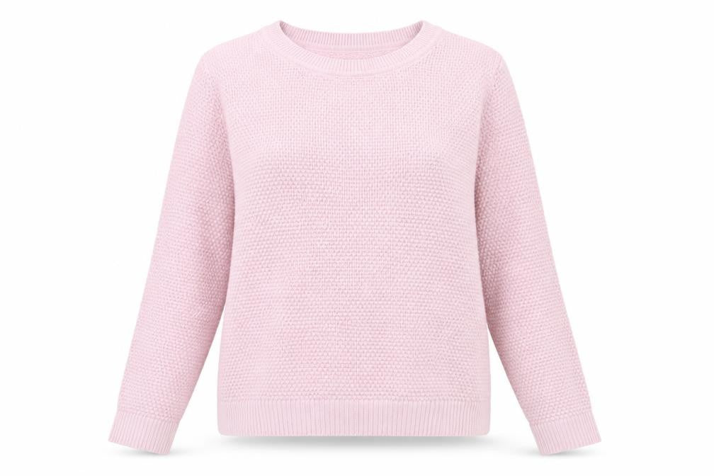 Front view of VILA women’s pink xl chunky knit cotton jumper