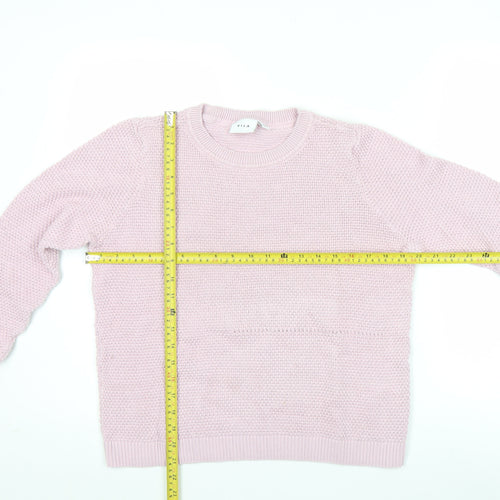 Vila Womens Pink XL Chunky Knit Cotton Pullover Jumper