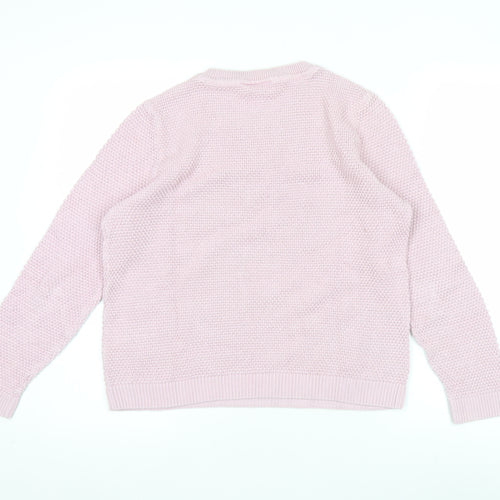 Vila Womens Pink XL Chunky Knit Cotton Pullover Jumper