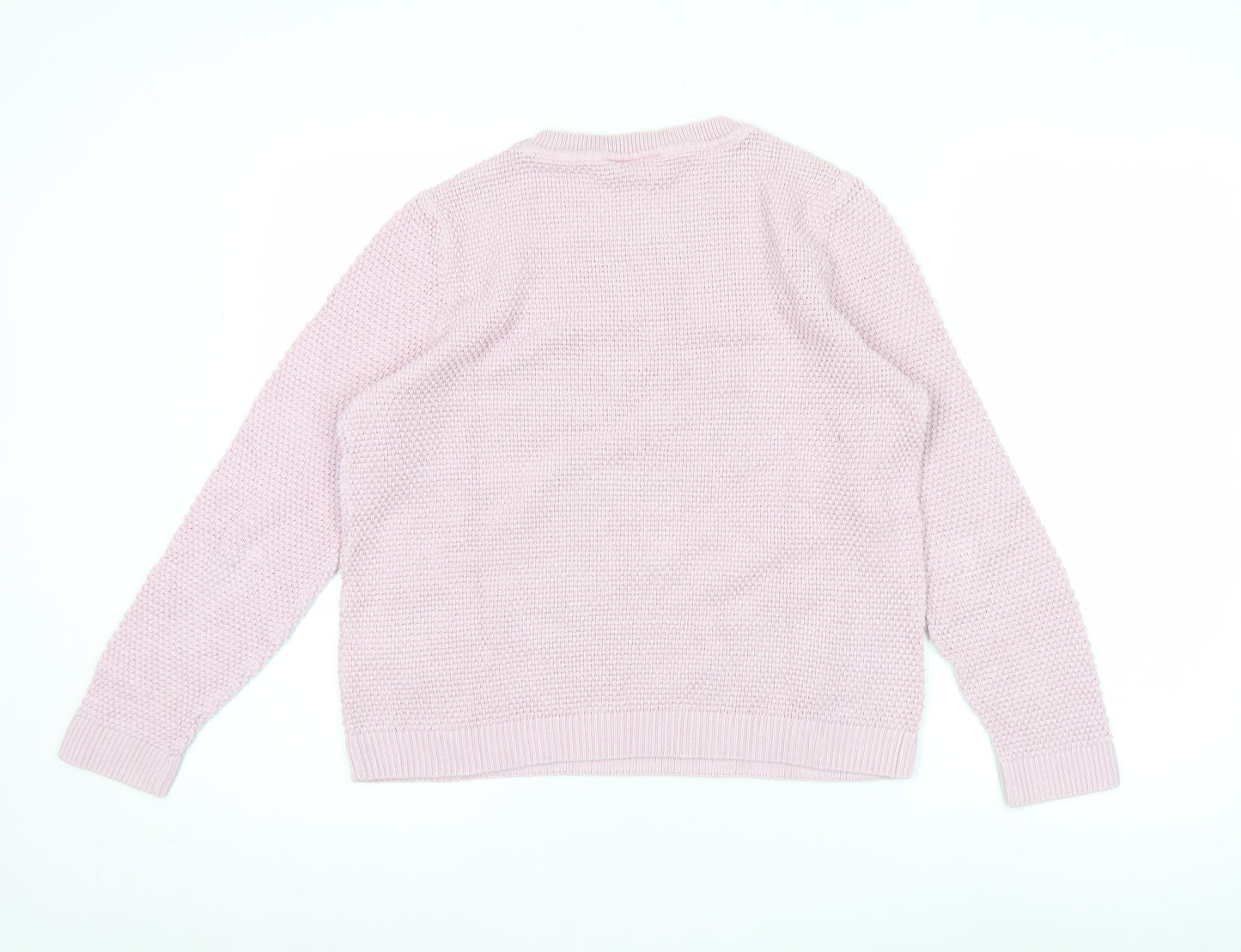 Vila Womens Pink XL Chunky Knit Cotton Pullover Jumper