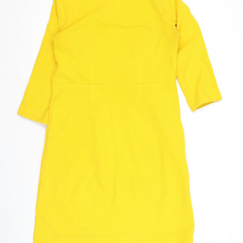 Boden Women’s Yellow Sheath Dress Size 10 V-Neck 3/4 Sleeve