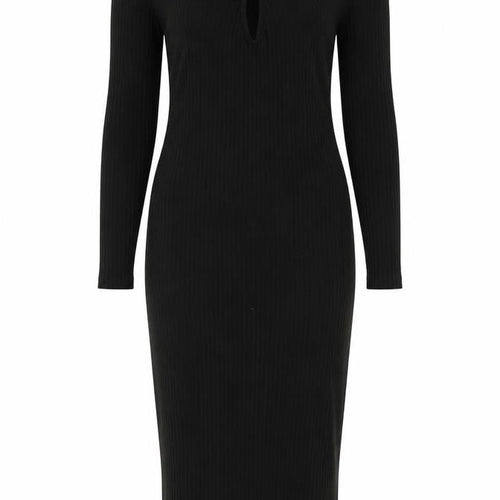New Look Women’s Black Bodycon Midi Dress Size 6 Long Sleeve Scoop Neck