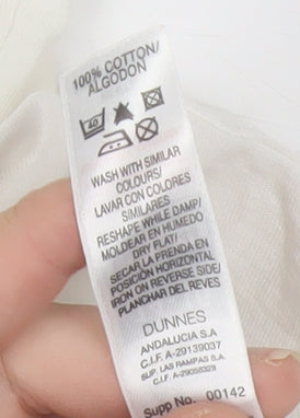 Dunnes Women’s Ivory Cotton Tank Top Scoop Neck Ruffle Trim Size 14
