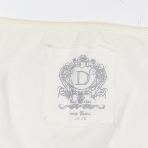Dunnes Women’s Ivory Cotton Tank Top Scoop Neck Ruffle Trim Size 14
