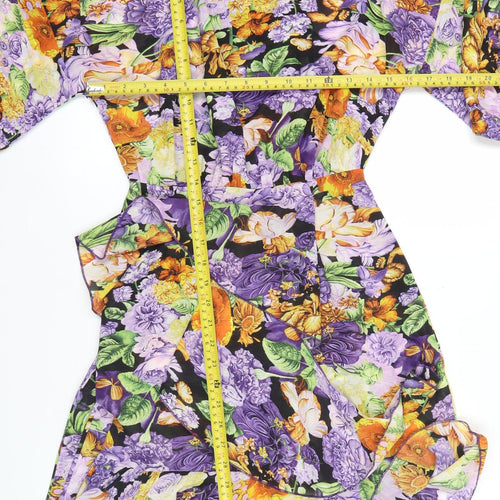 PrettyLittleThing Women’s Multicoloured Floral Wrap Mini Dress UK 6