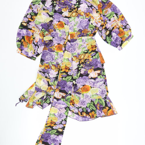 PrettyLittleThing Women’s Multicoloured Floral Wrap Mini Dress UK 6