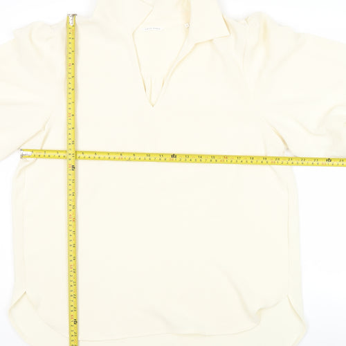 Yaya Women Ivory Blouse Size 14 Puff Sleeve Collared Top