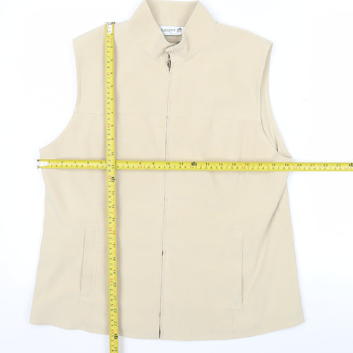 Jumper Womens Beige Waistcoat Size 12 Sleeveless Zip Jacket
