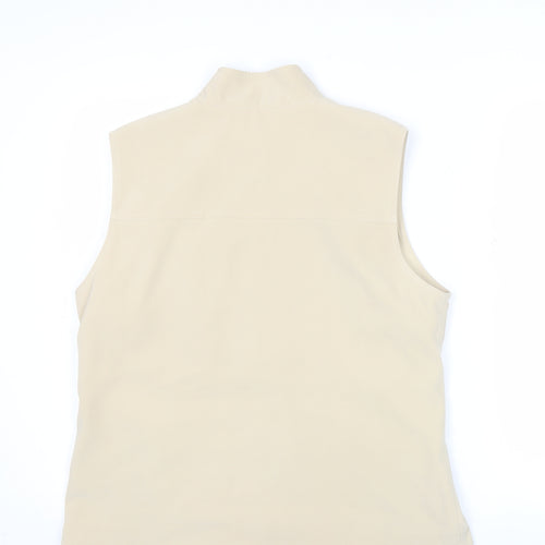 Jumper Womens Beige Waistcoat Size 12 Sleeveless Zip Jacket
