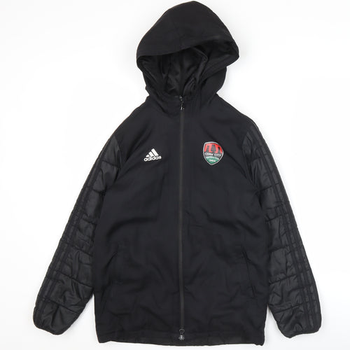 Adidas Boys Black 9-10Y Hooded Puffer Jacket Cork City FC Zip Coat