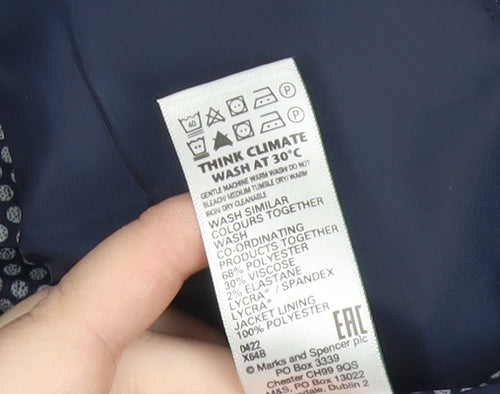 Marks and Spencer Men's Blue 38 Chest Regular Fit Suit Jacket