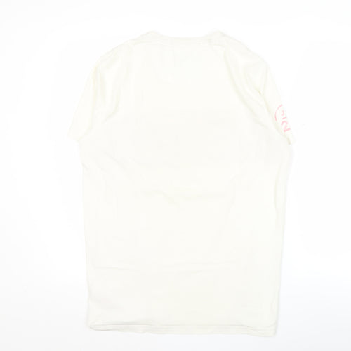 Jack Wills Men’s White Colourblock T-Shirt Size S Retro College Style