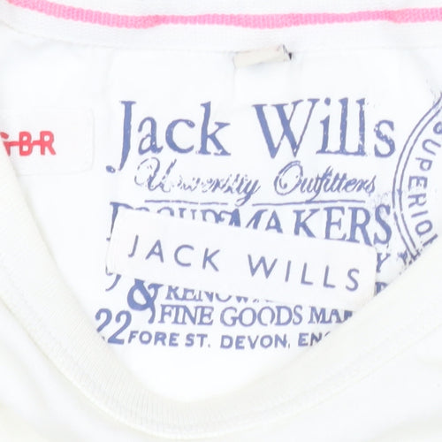 Jack Wills Men’s White Colourblock T-Shirt Size S Retro College Style