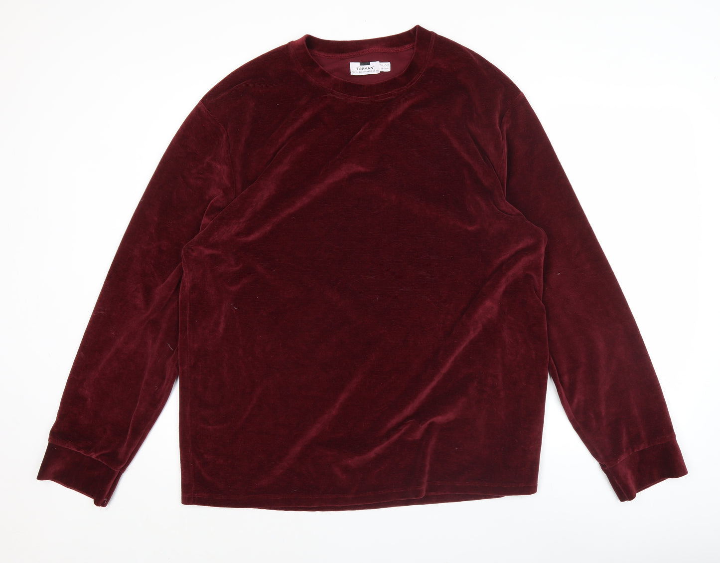 Topman Men’s Red Velvet Pullover Sweatshirt Size 2XL