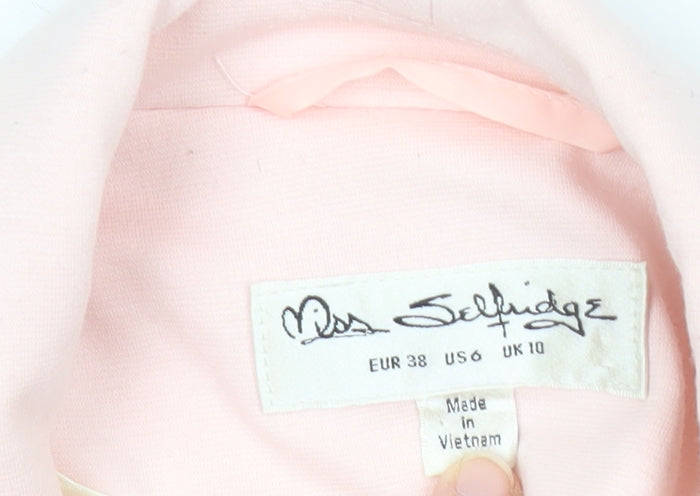 Miss Selfridge Womens Pink Blazer Size 10 Regular Fit Workwear Jacket