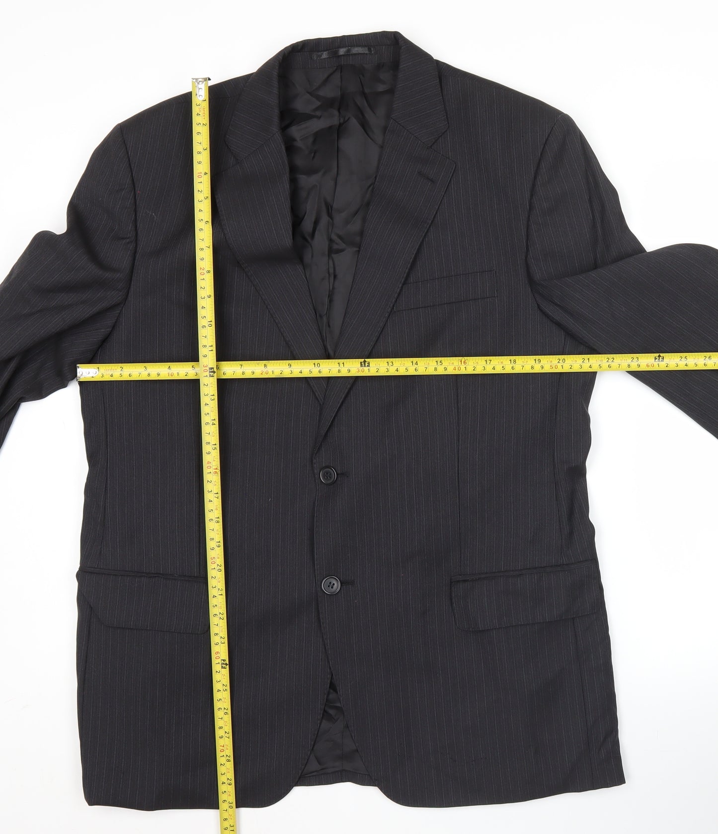 Lanificio Cerruti Men's Black Pinstripe Wool Blazer 42S Jacket