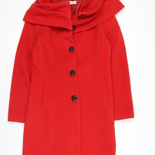 Gallery Women’s Red Long Overcoat UK 12 Polyester Blend