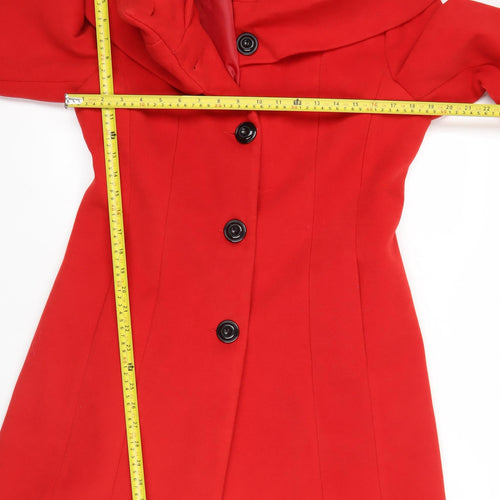 Gallery Women’s Red Long Overcoat UK 12 Polyester Blend