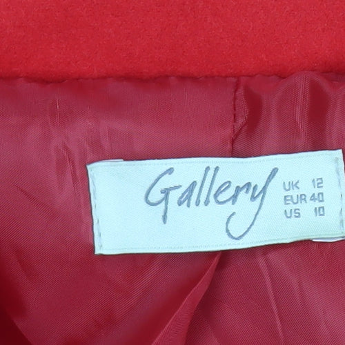 Gallery Women’s Red Long Overcoat UK 12 Polyester Blend
