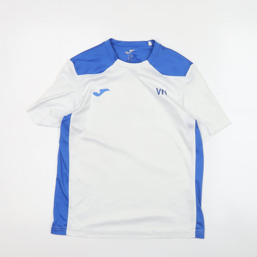Joma Boys White Blue Sports T-Shirt 12 Years Badminton Academy Activewear
