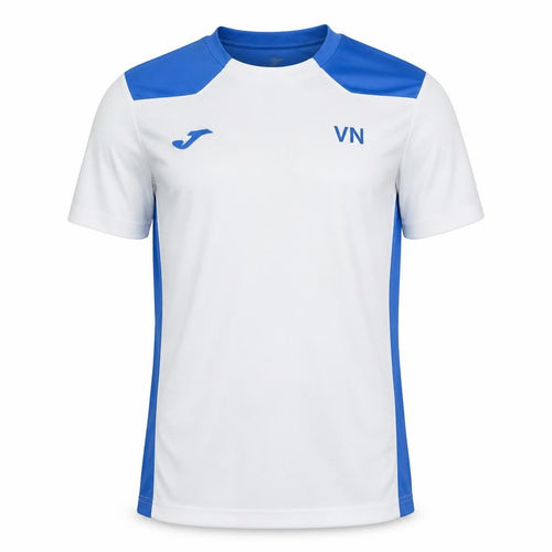 Joma Boys White Blue Sports T-Shirt 12 Years Badminton Academy Activewear