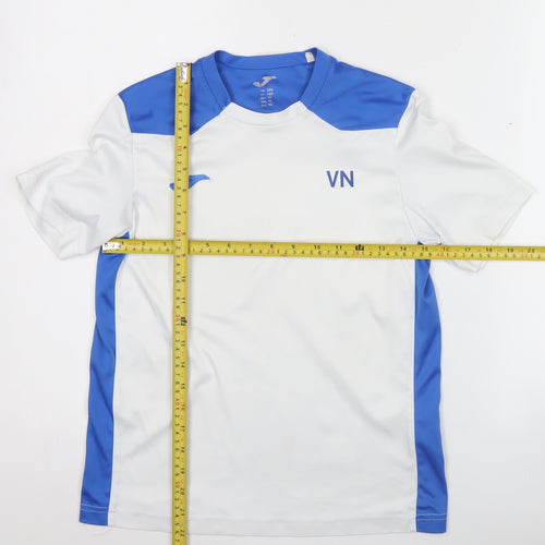 Joma Boys White Blue Sports T-Shirt 12 Years Badminton Academy Activewear