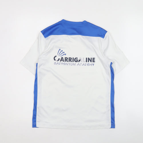 Joma Boys White Blue Sports T-Shirt 12 Years Badminton Academy Activewear