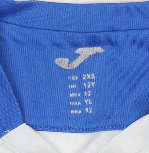 Joma Boys White Blue Sports T-Shirt 12 Years Badminton Academy Activewear