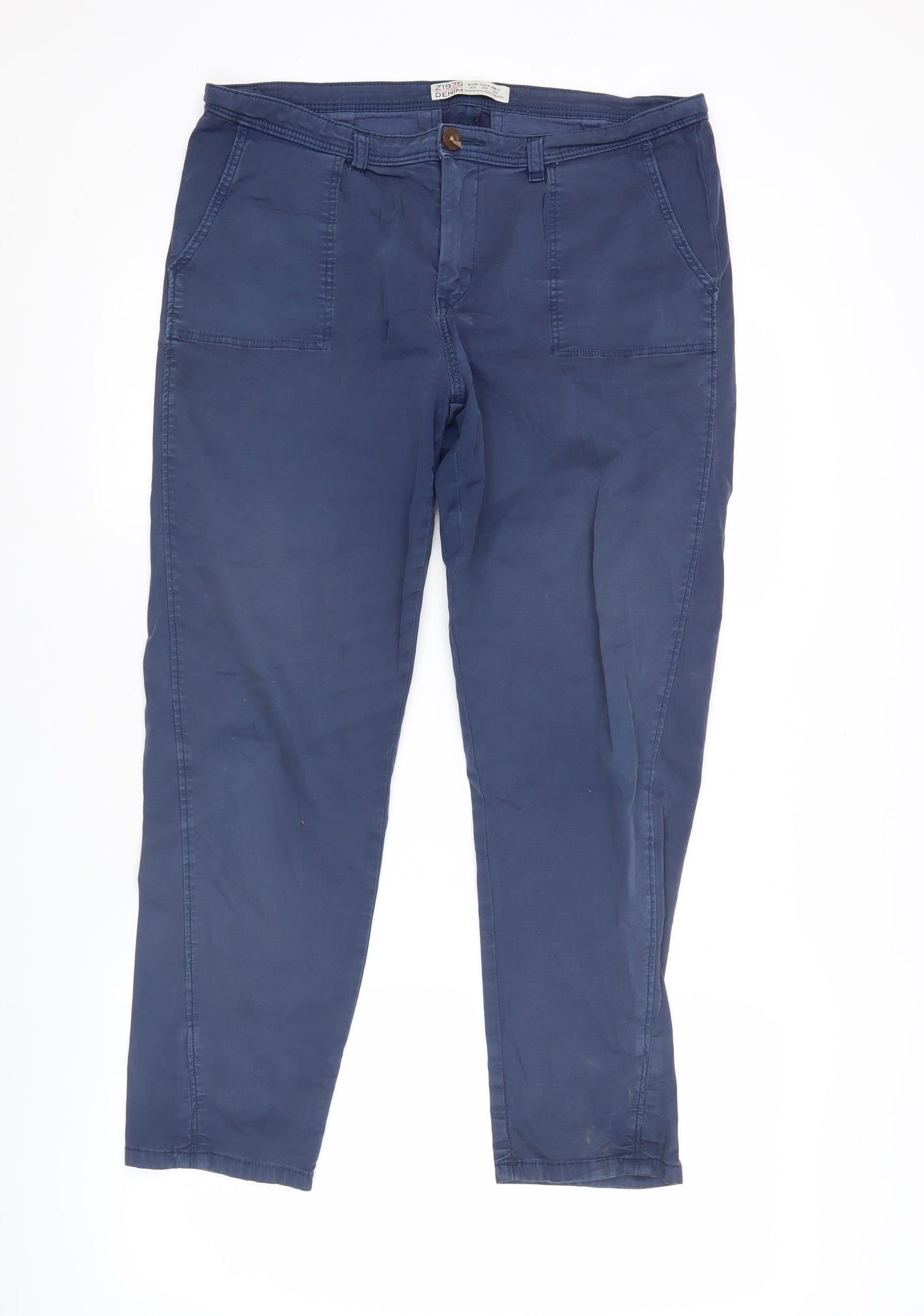 Zara Women Blue Size 12 Chino Twill Cotton Trousers