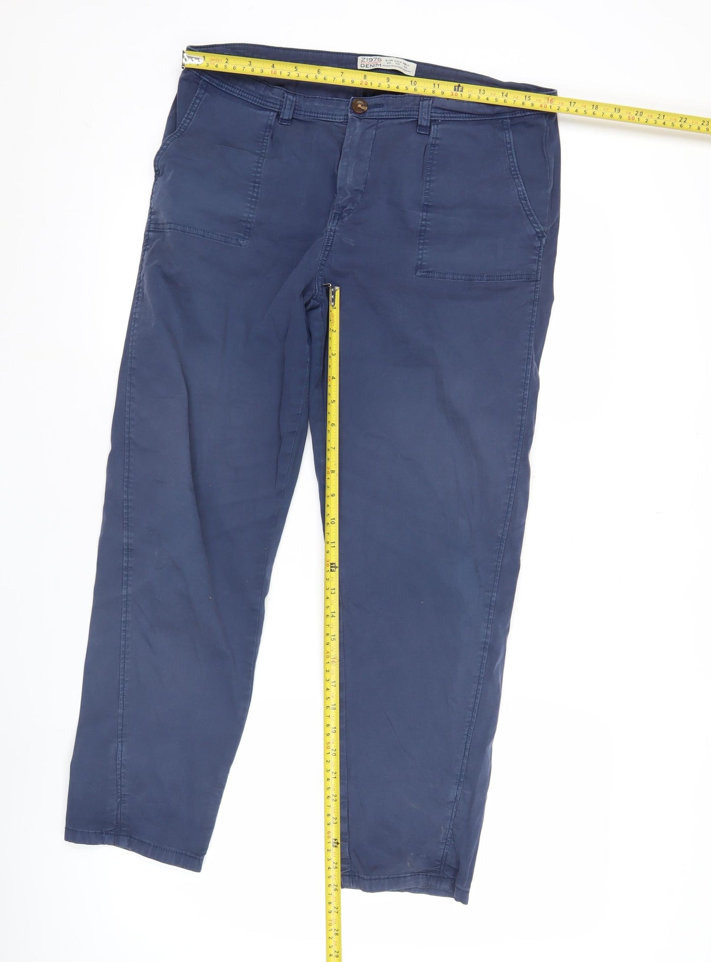 Zara Women Blue Size 12 Chino Twill Cotton Trousers