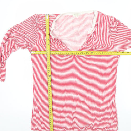 b.young Womens Pink Striped V-Neck XL 3/4 Sleeve Top