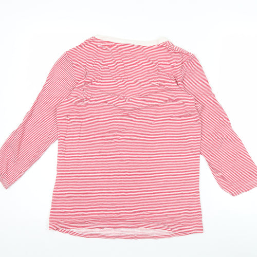 b.young Womens Pink Striped V-Neck XL 3/4 Sleeve Top