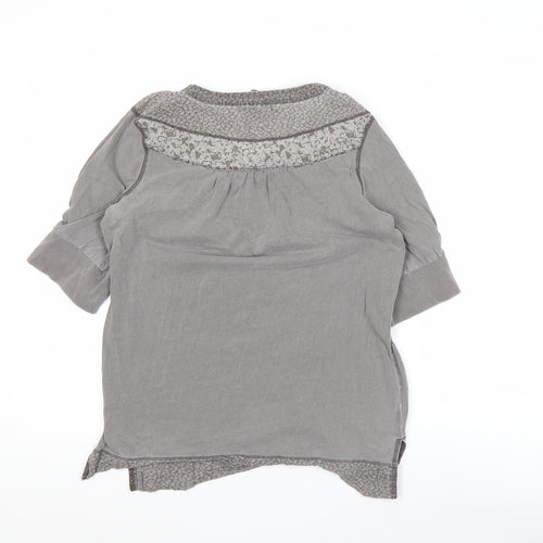 Next Women’s Grey Cotton Tunic Blouse Size 12 3/4 Sleeve