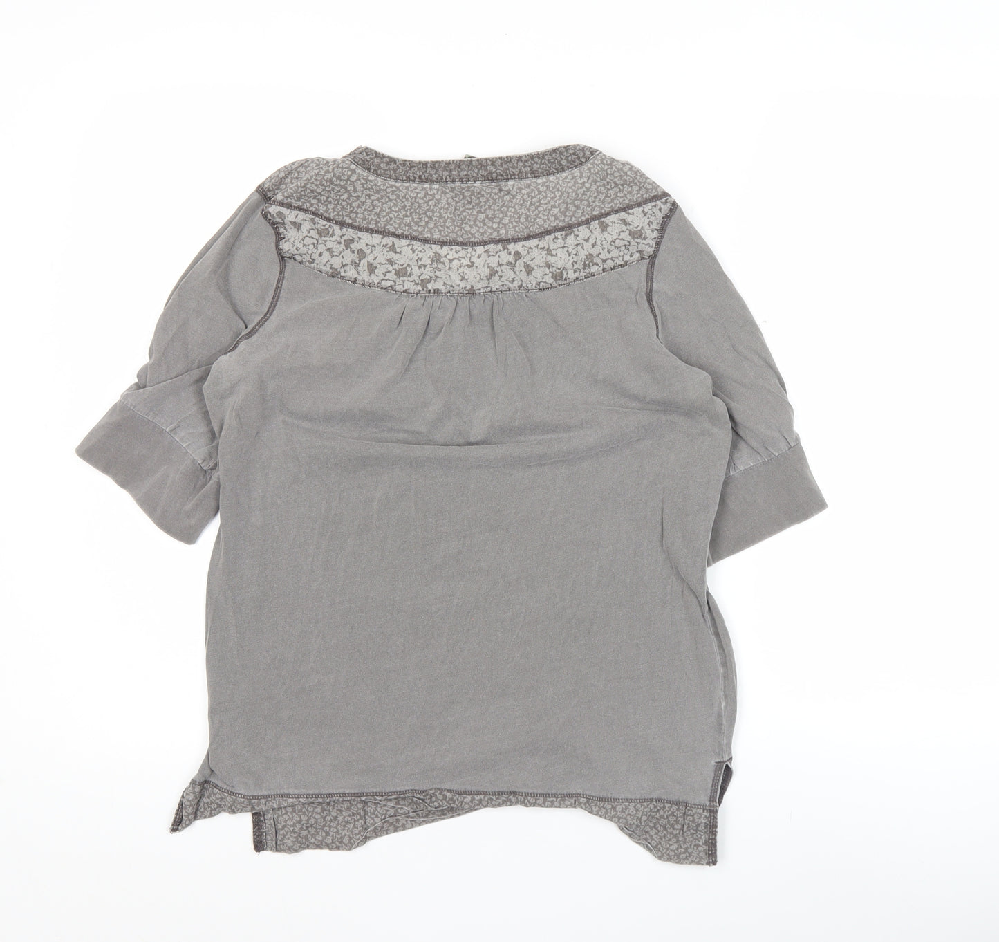 Next Women’s Grey Cotton Tunic Blouse Size 12 3/4 Sleeve